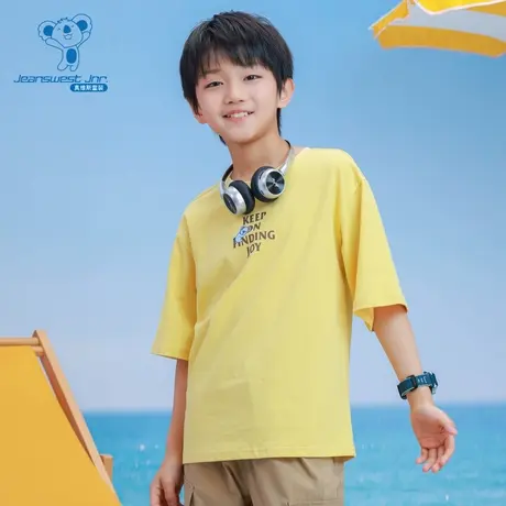 【商场同款】JJ真维斯童装2025新款印花男童休闲圆领短袖T恤上衣图片