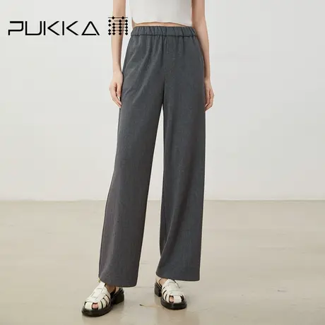 蒲PUKKA   高级运动垂感美式直筒裤宽松减龄休闲裤女弹力腰长裤商品大图