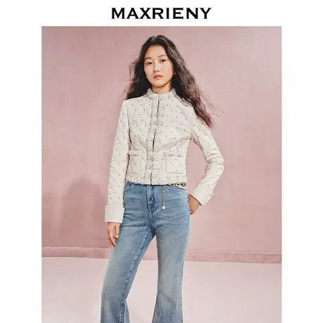 【宫廷巴洛克-商场同款】MAXRIENY奢华都市菱格钻饰羊皮衣外套女图片