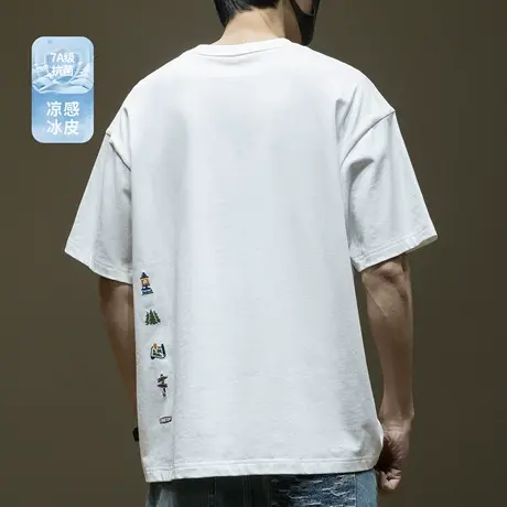 夏季纯棉250g重磅短袖T恤男士刺绣2025新款冰丝宽松大码半袖体恤商品大图