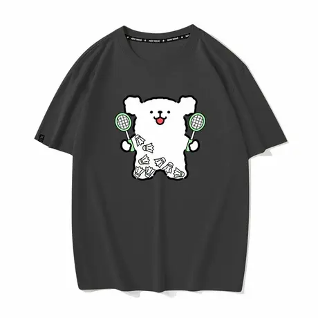 秀洛羽毛球狗子运动衣服半袖夏季纯棉短袖T恤男女打底衫半袖宽松商品大图