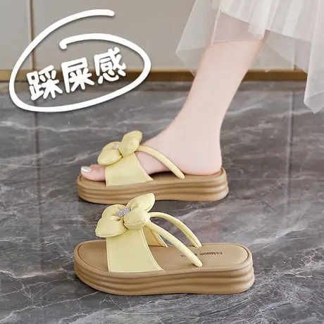 星期六粗跟水钻蝴蝶结平底鞋女春夏银色真皮百搭法式蛋卷低跟单鞋商品大图