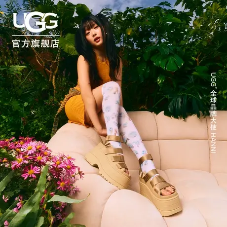 UGG夏季新款女士时尚舒适炫金系列厚底休闲凉鞋明星同款 1167431图片