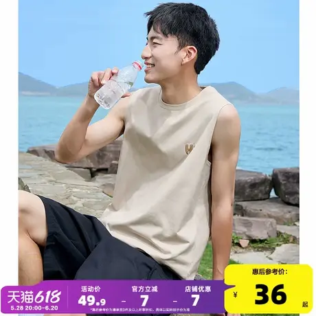 唐狮夏季新款男背心宽松坎肩无袖T恤上衣ins圆领纯棉内搭打底衫潮商品大图