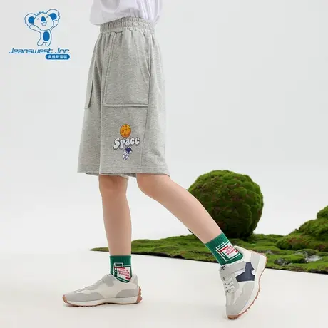 KD真维斯新款潮流英文标语男童裤子舒适百搭中大童休闲卫衣短裤商品大图