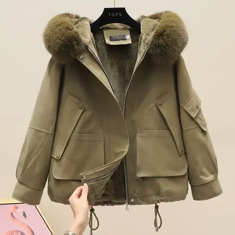 派克服女短款小棉袄2023年新款韩版宽松冬季加厚加绒外套棉衣棉服商品大图