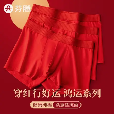 芬腾男士内裤男生2025蛇年本命年纯棉抗菌平角红色结婚四角短裤头商品大图