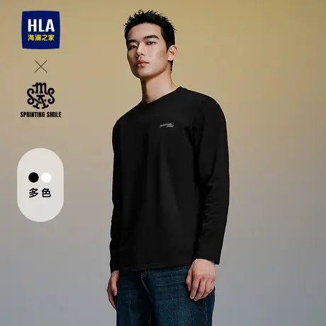 HLA/海澜之家SPRINTING SMILE系列25春秋新款圆领刺绣长袖T恤男装商品大图