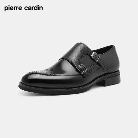 Pierre Cardin/皮尔卡丹男鞋22秋双搭扣孟克鞋透气轻底真皮皮鞋商品大图