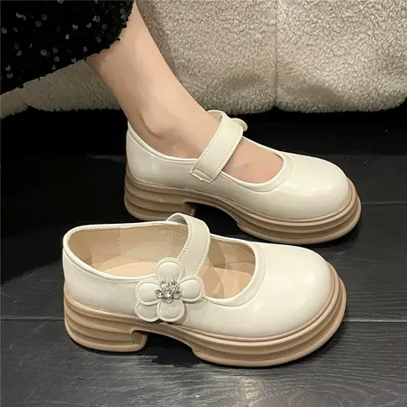 玛丽珍女鞋2023夏季季新款一字扣日系学院风jk小皮鞋厚底百搭单鞋商品大图