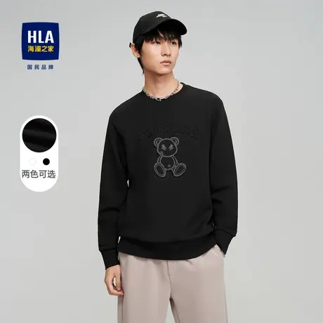 HLA/海澜之家SPRINTING SMILE卫衣秋冬季新款小熊圆领情侣外套男图片