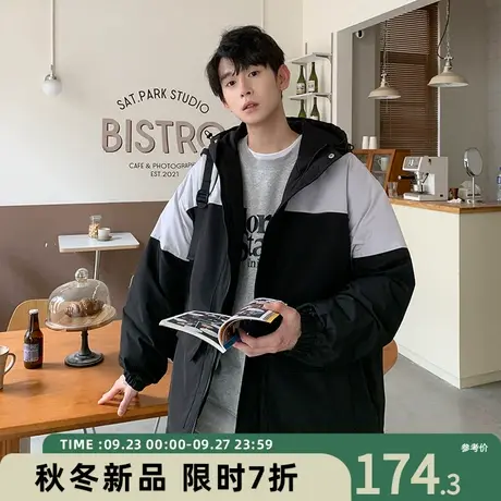 VIISHOW冲锋衣棉服男士秋冬季加厚棉衣户外拼接保暖工装棉袄外套商品大图