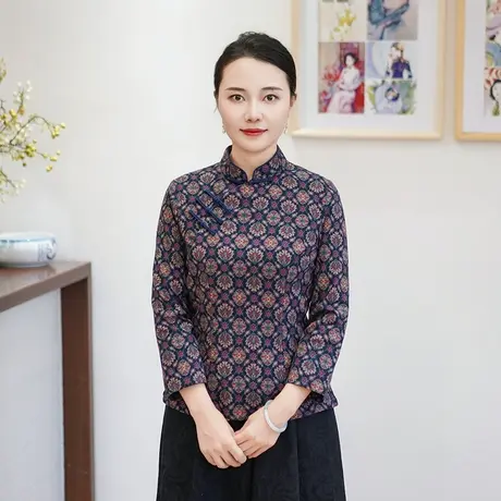 筠雅新款唐装中国风女装年轻款收腰显瘦新中式盘扣上衣 24J316图片