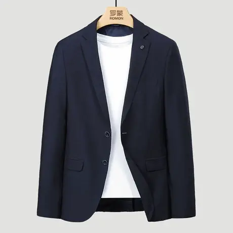 罗蒙男单西外套2025秋季新款修身职业商务西装纯色日常百搭西服NX商品大图