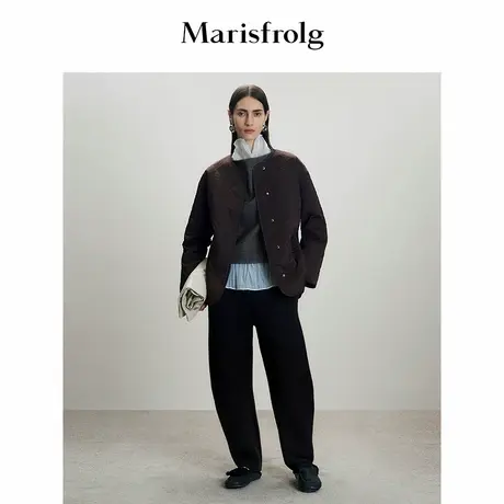 Marisfrolg玛丝菲尔2025冬新款小立领休闲大廓形羊毛保暖棉服外套商品大图