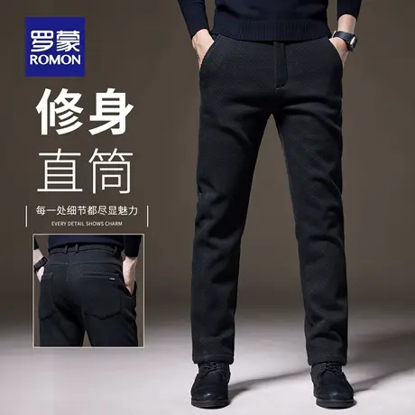 罗蒙磨毛休闲裤男士秋冬款直筒2025新款商务弹力百搭长裤子男N1Z商品大图