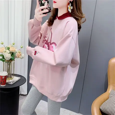 设计感Polo领卫衣女早春2023年新款韩版宽松洋气减龄甜美学生上衣商品大图