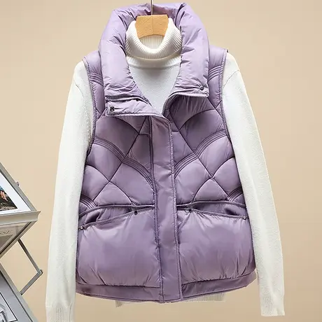 羽绒棉马甲女冬宽松外穿无袖背心马夹面包服秋冬季外套厚2023新款商品大图