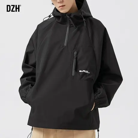 男士半拉链冲锋衣男外套秋季潮高级感男装2023新款休闲夹克登山服商品大图