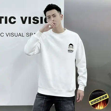 潮牌加绒卫衣2023秋冬新款卡通人物印花休闲内搭长袖T恤上衣体恤商品大图