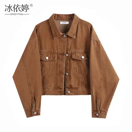 短款复古牛仔外套女宽松春秋港风百搭小个子夹克设计感小众上衣潮图片
