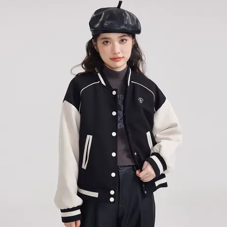 尔给韩系休闲宽松百搭美式复古小众短款棒球服外套女春秋2023新款图片