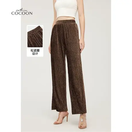 MISSCOCOON美拉德24春新款宽松丝绒垂感直筒休闲裤商品大图