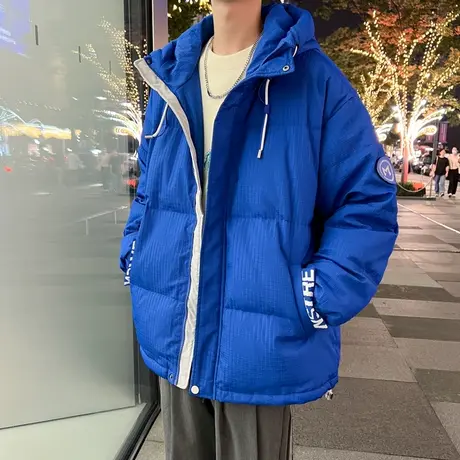 青少年冬季连帽棉衣男初中高中学生90白鸭绒棉大童冬装外套棉袄商品大图