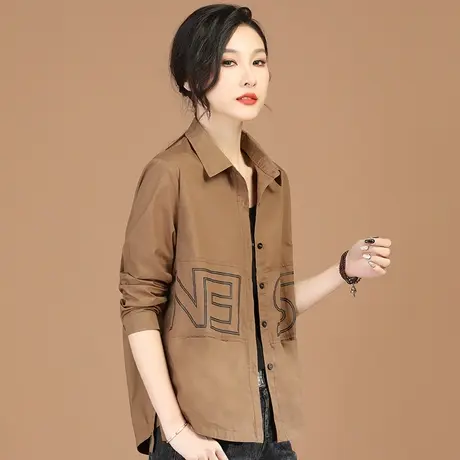 韩潮袭人翻领印花宽松衬衫外套女2023年秋季新款休闲百搭显瘦夹克商品大图