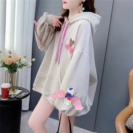 宽松慵懒风大码连帽卫衣女2023年新款春秋韩版设计感洋气爆款外套图片