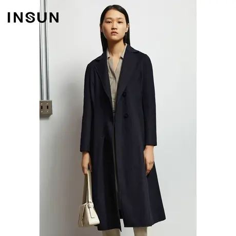 INSUN恩裳秋季山羊绒高腰线A廓形毛呢大衣商品大图