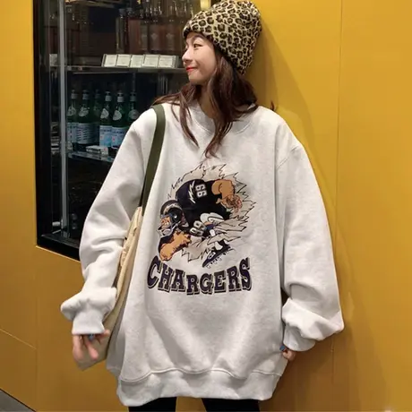 vetiver卫衣女秋冬宽松韩版ins原宿bf慵懒风加绒加厚waitmore外套图片