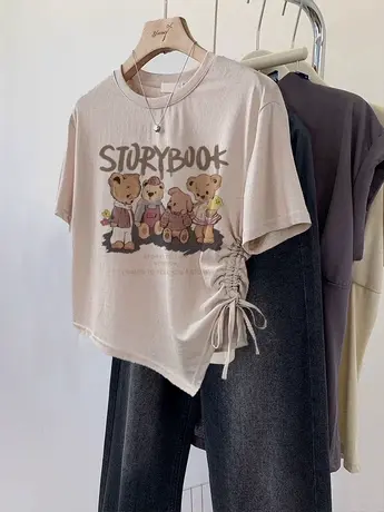 韩系chic甜辣小上衣显瘦不规则短款修身ins潮闺蜜装短袖t恤女夏季商品大图