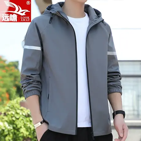 秋季外套男2023潮牌连帽宽松百搭上衣男士春秋休闲冲锋衣夹克男款商品大图