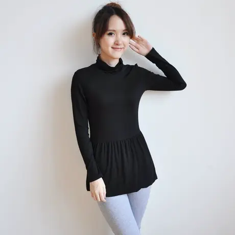 半高领莫代尔胸大腰粗遮肚子女装打底衫早秋显瘦收腰上衣遮屁股商品大图