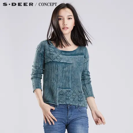 S·�R＼😥CONCEPT【😦新品】😧圣迪奥做旧丹宁渐变针织衫S16383535图片