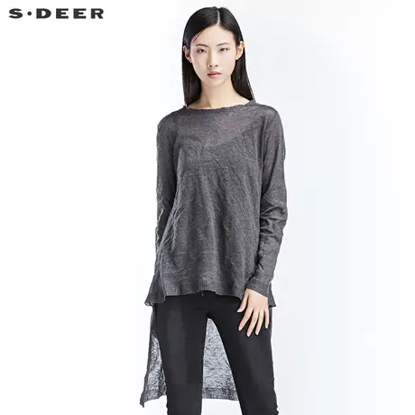 sdeer圣迪奥2018秋季设计感宽松圆领前后摆针织衫S17183502🕘图片