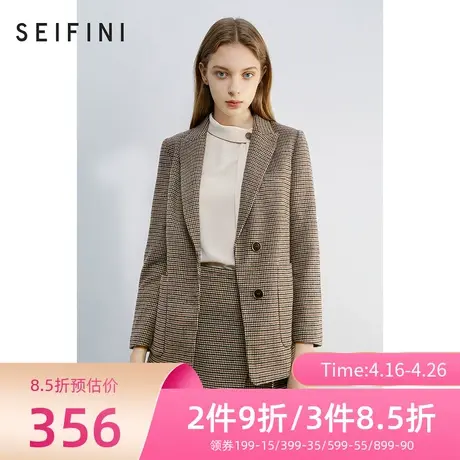 诗凡黎2020新款格纹宽松显瘦气质小西装女休闲外套职场3B9271051商品大图