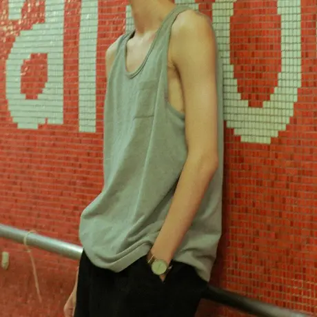 纯棉背心男潮牌夏季薄款外穿坎肩砍袖无袖t恤宽松篮球健身运动tee商品大图