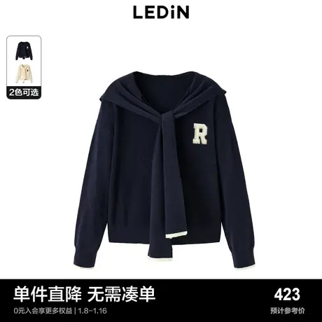 【商场同款】乐町冬季新款领结式宽松气质线套衫女C2EED4337商品大图