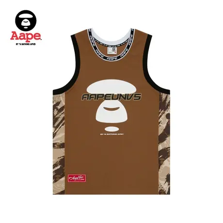 Aape旗舰店男装春夏猿颜迷彩拼色串标背心1355XXK图片