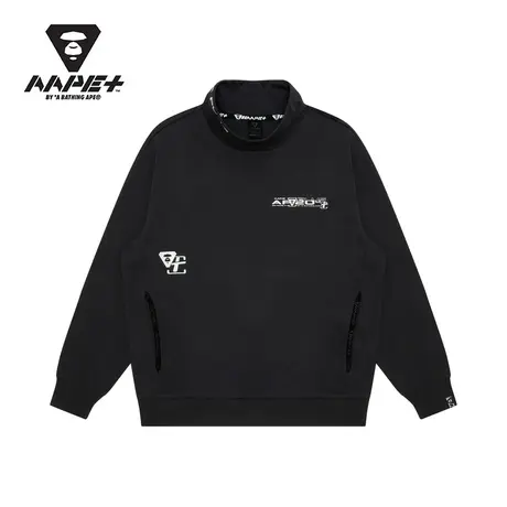 AAPE+运动男装秋冬半高领字母图案印花宽松版卫衣3969XXJ商品大图