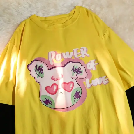 纯棉短袖t恤潮牌女夏季宽松韩版ins半袖设计感小众chic港味上衣服商品大图