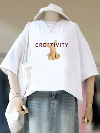 清仓捡漏仿棉白色t恤女短袖夏季宽松薄款打底衫内搭纯色上衣商品大图