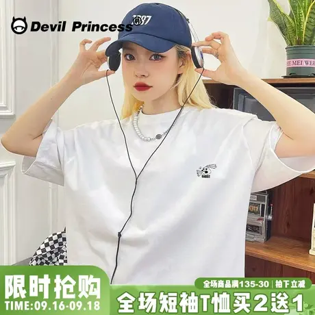 韩系百搭ins潮酷白色T恤女2023新款夏季oversize慵懒风短袖上衣潮图片