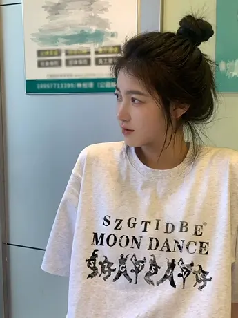 纯棉设计感小众短袖t恤女夏季宽松美式复古港风chic半袖圆领上衣商品大图