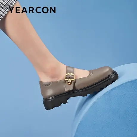 意尔康日系厚底真皮jk小皮鞋女2023秋新款百搭复古玛丽珍浅口单鞋商品大图