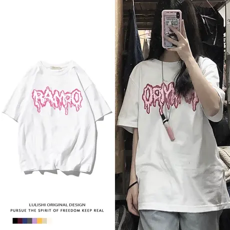 oversize大码女装2021新款潮女短袖t恤设计感小众欧美ins上衣胖mm图片