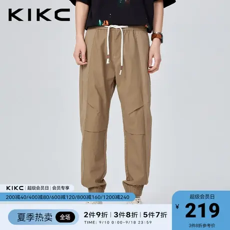 kikc工装裤男2023春夏新款商场同款束脚抽绳分割线大口袋工装长裤商品大图