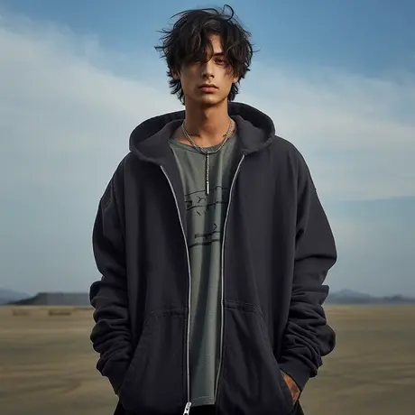 加肥加大码情侣卫衣纯棉开衫运动休闲美式外套男潮牌夹克重磅帽衫商品大图